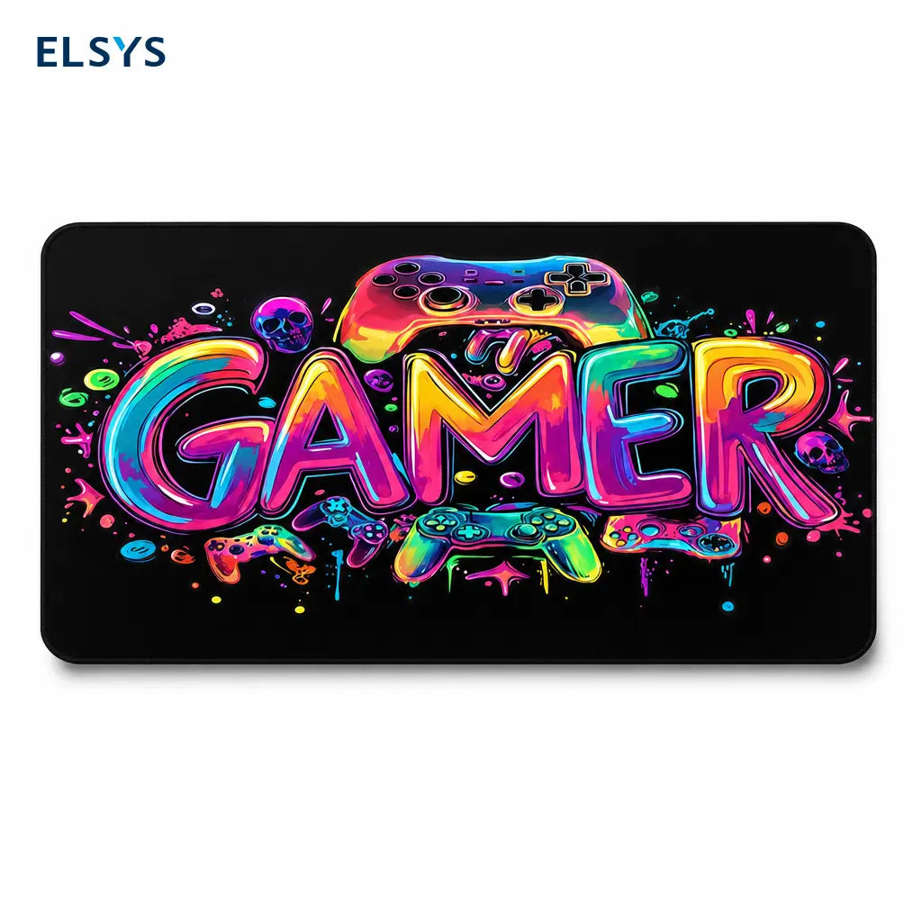 Mousepad gamer de goma antiderrapante con gráficos UV reactivos, formato grande para teclado, mouse y escritorio de juego en casa u oficina