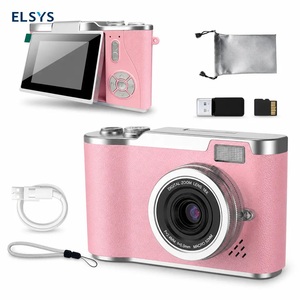 Cámara digital de bolsillo 1080p con filtros creativos, juegos integrados y pantalla plegable para principiantes y vlogging en viajes escolares diarios