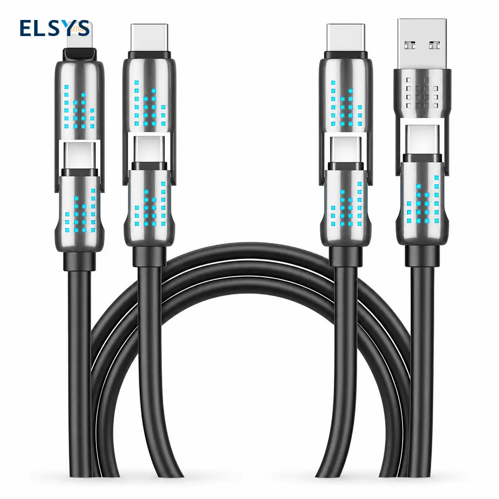 Cable USB-C 4 en 1 de 240W con carga rápida PD 5A y sincronización de datos para iPhone, Android, iPad, Samsung y laptops