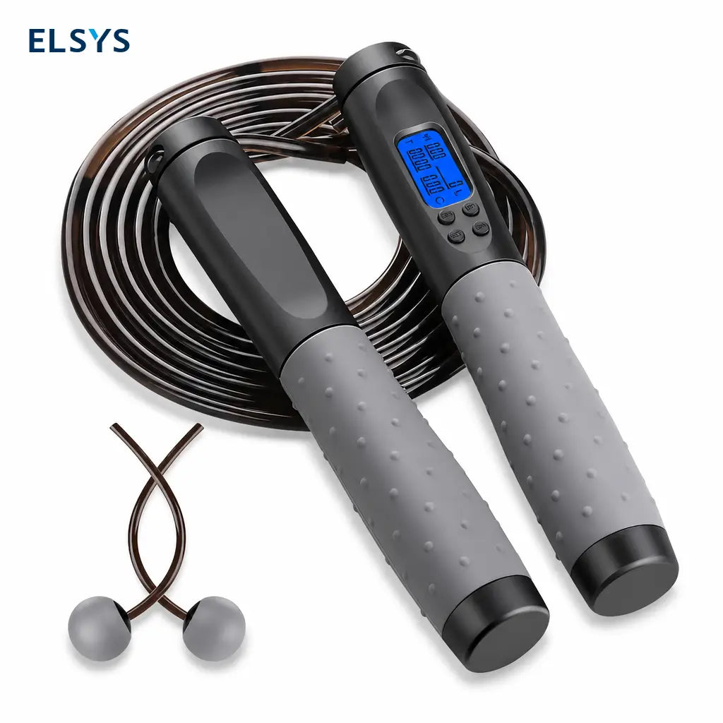 Cuerda para saltar 2 en 1 sin cable con contador LCD, ajustable para cardio, box, crossfit y entrenamientos en casa diarios