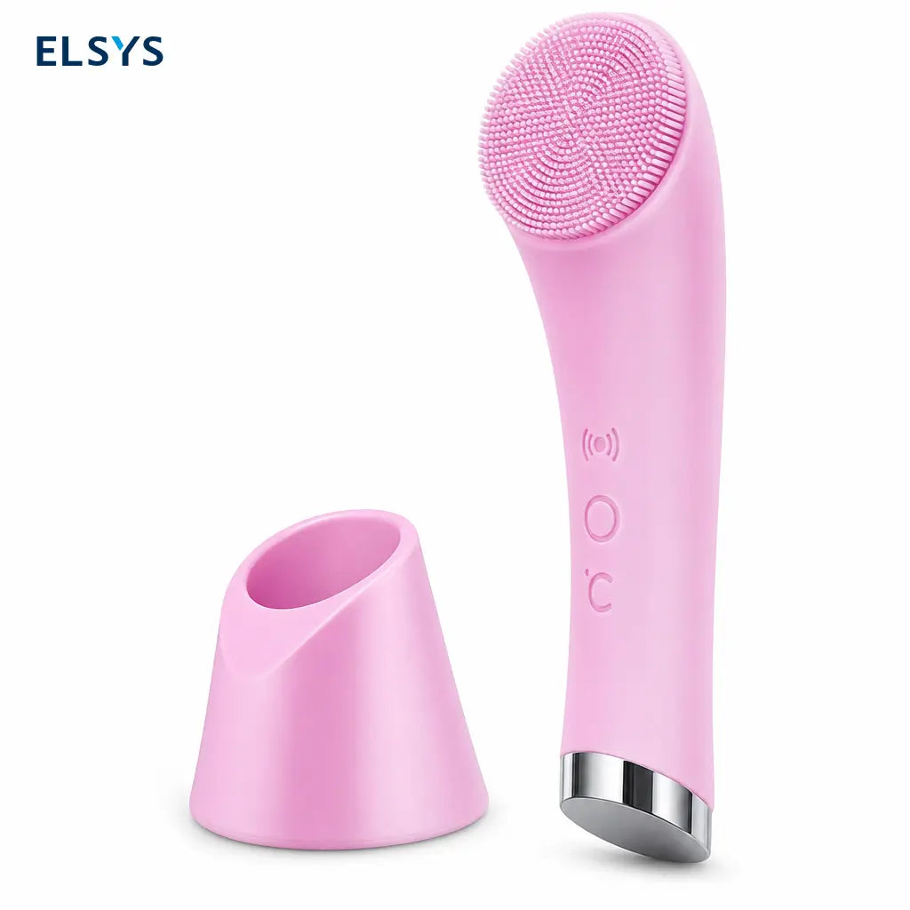 Cepillo facial eléctrico de silicón con calor 40°C y 5 vibraciones para limpieza profunda y exfoliación diaria en todo tipo de piel