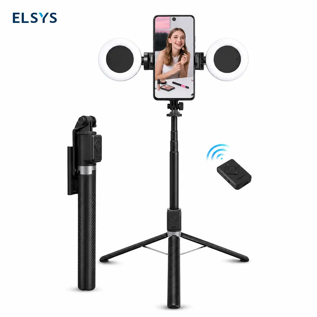 Tripié selfie 6 en 1 con luz LED ajustable y control Bluetooth para crear videos, lives y fotos estables con celular