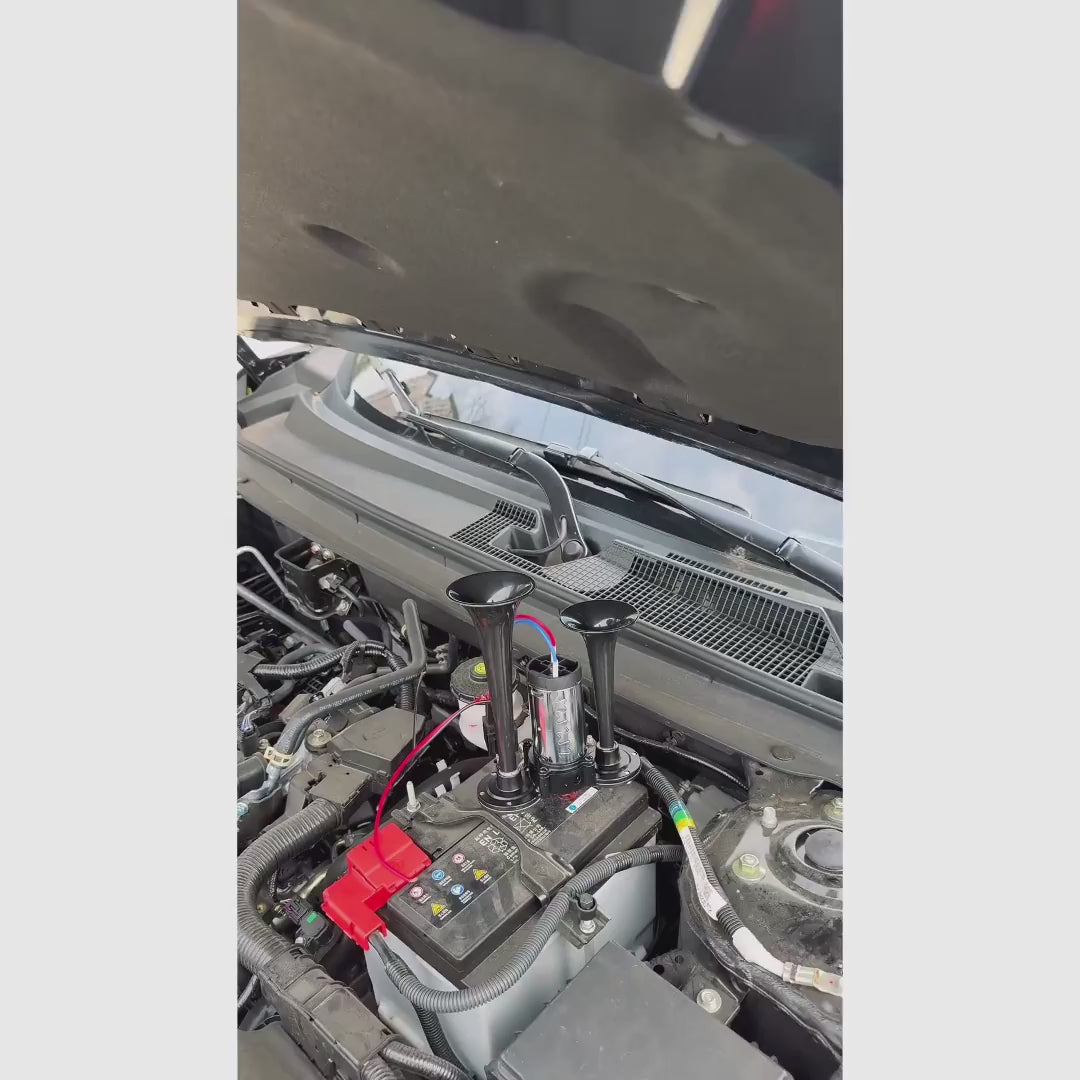 Kit de claxon de aire doble MOVATEK 12V 130dB con compresor para camiones, camionetas, autos, barcos y alarma de seguridad
