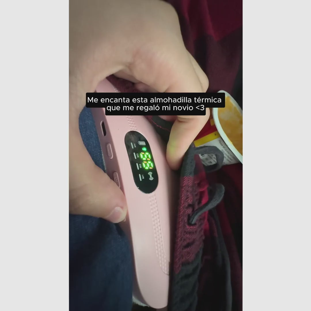 Almohadilla térmica inalámbrica con calor instantáneo y vibración ajustable para cintura, abdomen y alivio diario en casa