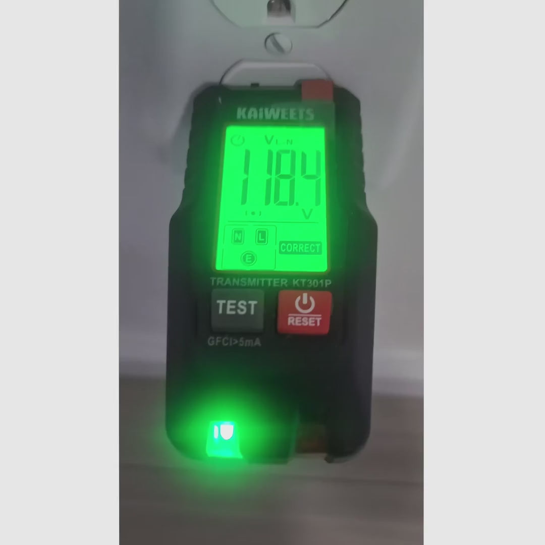 Probador de contactos GFCI con pantalla LCD, detector de fallas de cableado para tomas 110V/120V en casa y mantenimiento eléctrico seguro