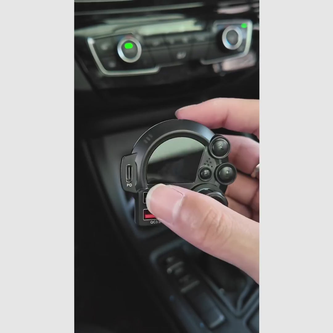 Transmisor FM Bluetooth 5.3 para auto con carga PD 20W y QC 3.0, llamadas manos libres y luz RGB para viajes
