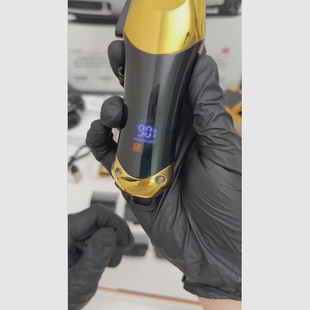 Máquina de barbería recargable USB para corte, delineado o afeitado, con diseño inalámbrico y accesorios según modelo seleccionado para casa