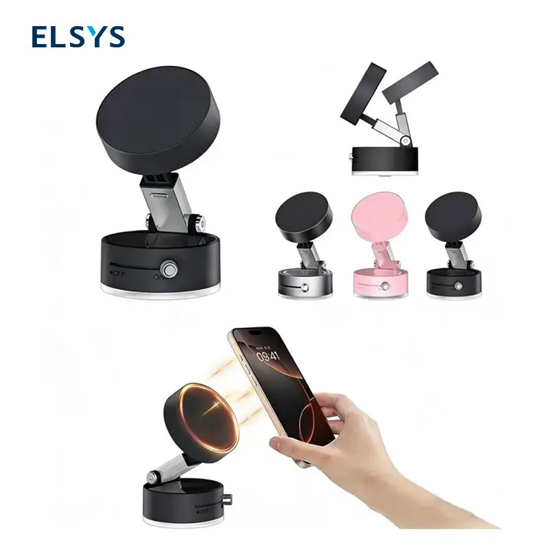 Soporte para celular magnético y plegable con succión al vacío, compatible con MagSafe, ideal para auto, oficina y videollamadas diarias cómodas