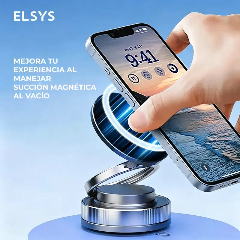 Portacelular magnético con ventosa de vacío y ajuste 360°, compatible con MagSafe para auto, maquillaje, espejo y gimnasio