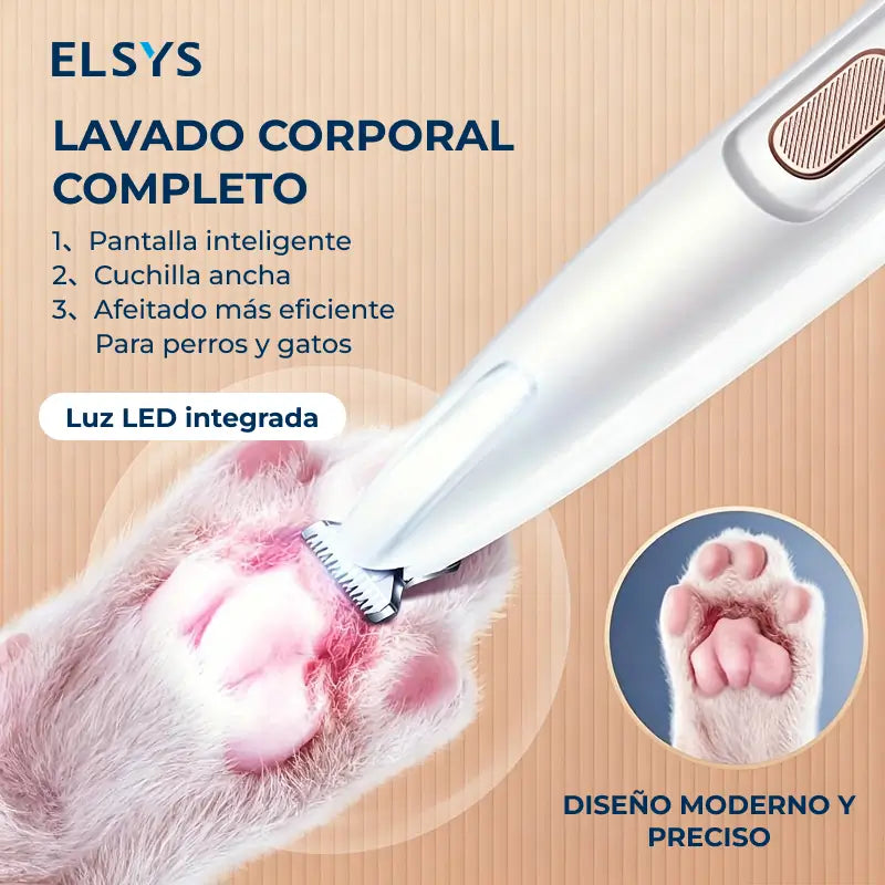 Rasuradora para mascotas recargable con luz LED, cortapelos silencioso e inalámbrico para patas, rostro y orejas de perros pequeños y gatos