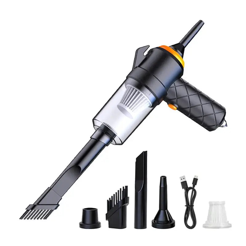 Aspiradora Portátil Inalámbrica con Rompe Vidrios y Corta Cinturón, Potente para Auto, Hogar y Mascotas, Carga USB