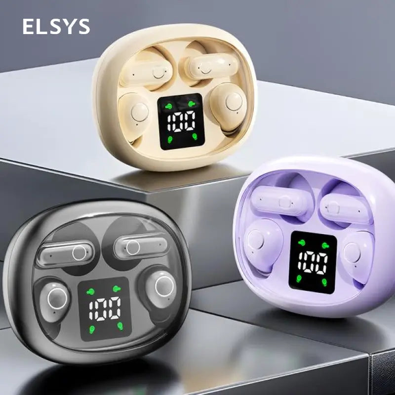 Mini audífonos Bluetooth invisibles con 2 pares y micrófono, impermeables para dormir, entrenar, trabajar en oficina y uso diario sin presión