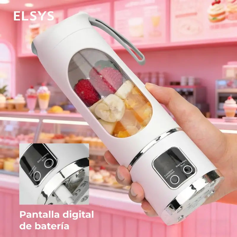 Licuadora portátil recargable USB para smoothies, jugos y papillas, con diseño hermético y uso práctico en gimnasio, oficina, viajes y diario