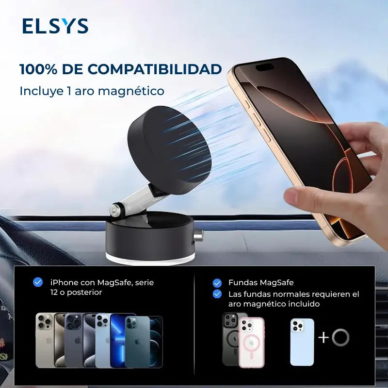 Soporte para celular magnético y plegable con succión al vacío, compatible con MagSafe, ideal para auto, oficina y videollamadas diarias cómodas