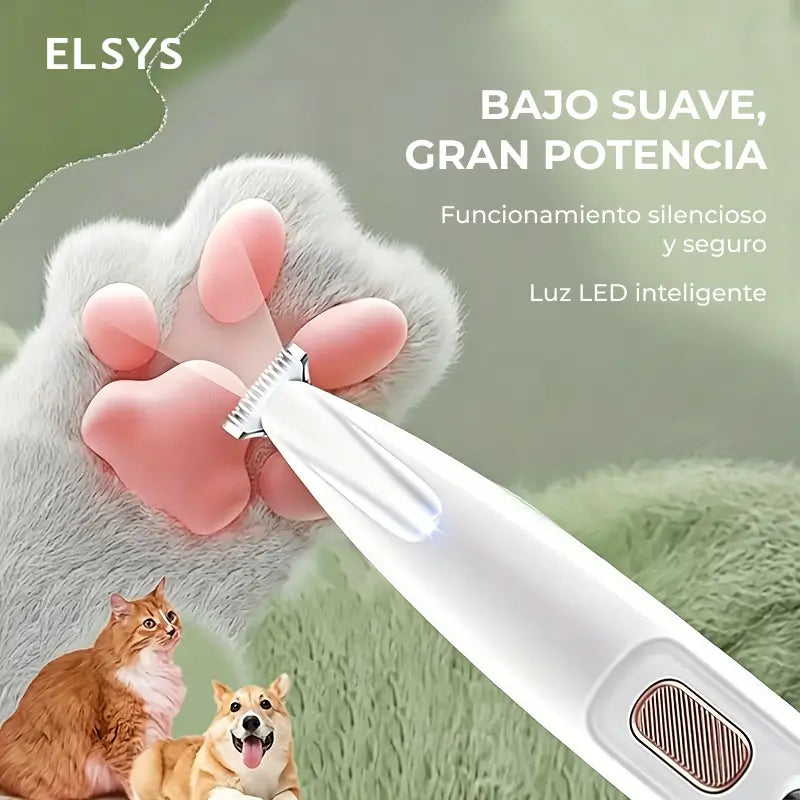 Rasuradora para mascotas recargable con luz LED, cortapelos silencioso e inalámbrico para patas, rostro y orejas de perros pequeños y gatos