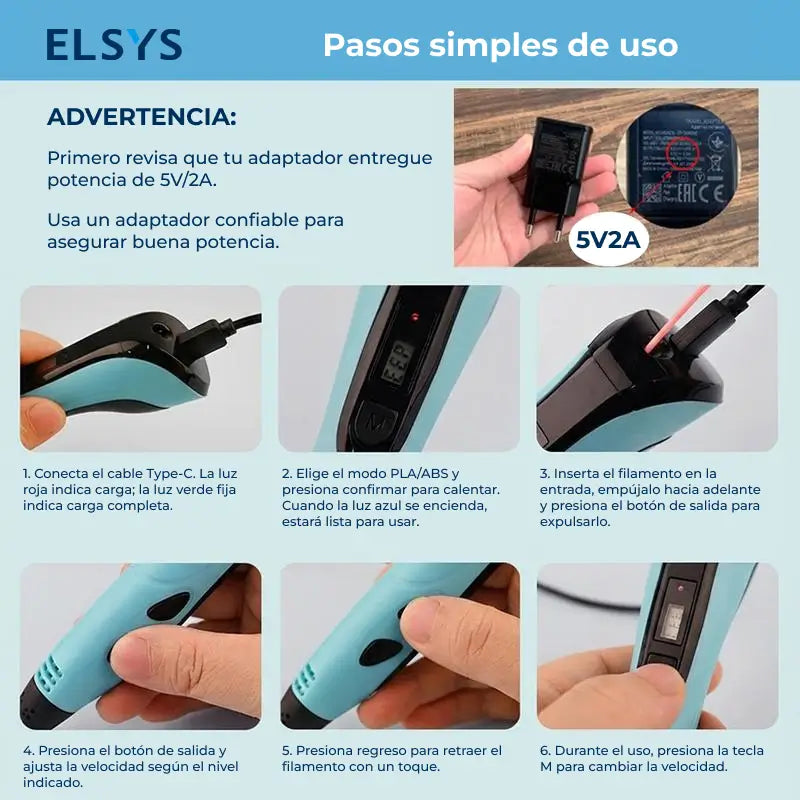 Pluma 3D con pantalla LCD y filamento PLA para niños, kit creativo con carga Type-C y 3 velocidades para dibujar y crear en casa
