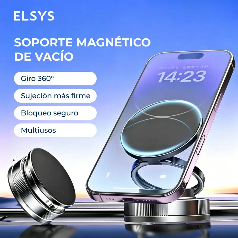 Portacelular magnético con ventosa de vacío y ajuste 360°, compatible con MagSafe para auto, maquillaje, espejo y gimnasio
