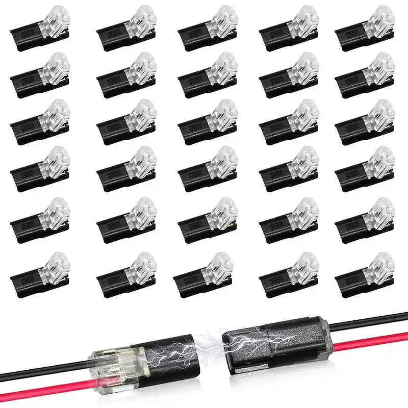 Conectores rápidos LED de 2 pines, 20 piezas sin herramientas con bloqueo seguro para tiras de luz LED y cableado automotriz DIY