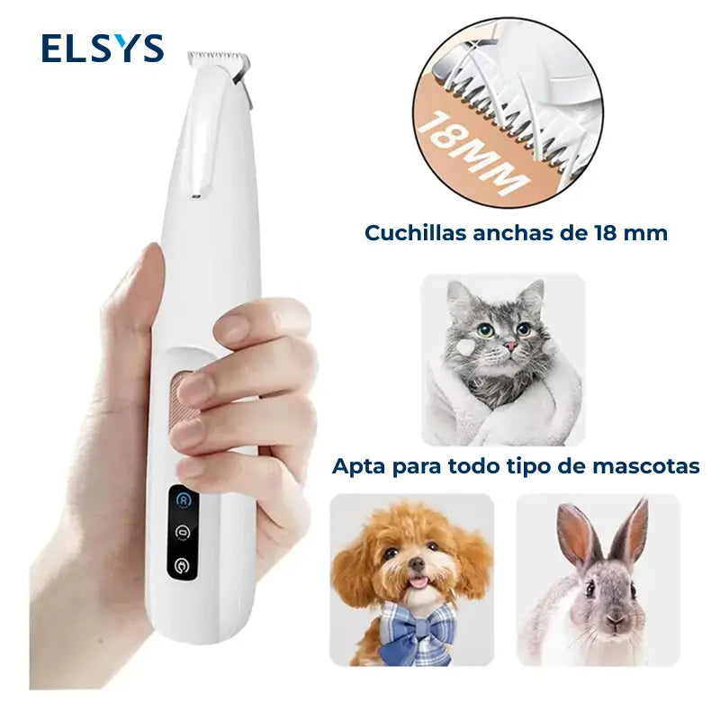 Rasuradora para mascotas recargable con luz LED, cortapelos silencioso e inalámbrico para patas, rostro y orejas de perros pequeños y gatos