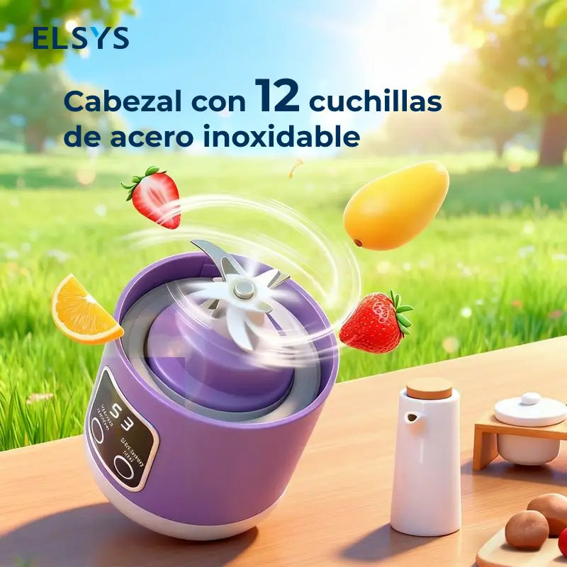 Licuadora portátil recargable USB para smoothies, jugos y papillas, con diseño hermético y uso práctico en gimnasio, oficina, viajes y diario