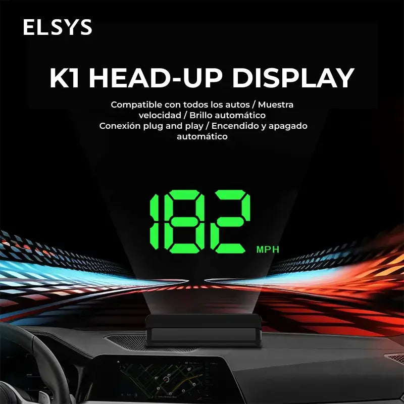 Pantalla HUD GPS para auto con velocímetro digital K1, brillo automático y conexión USB para carro, moto y camión universal diario
