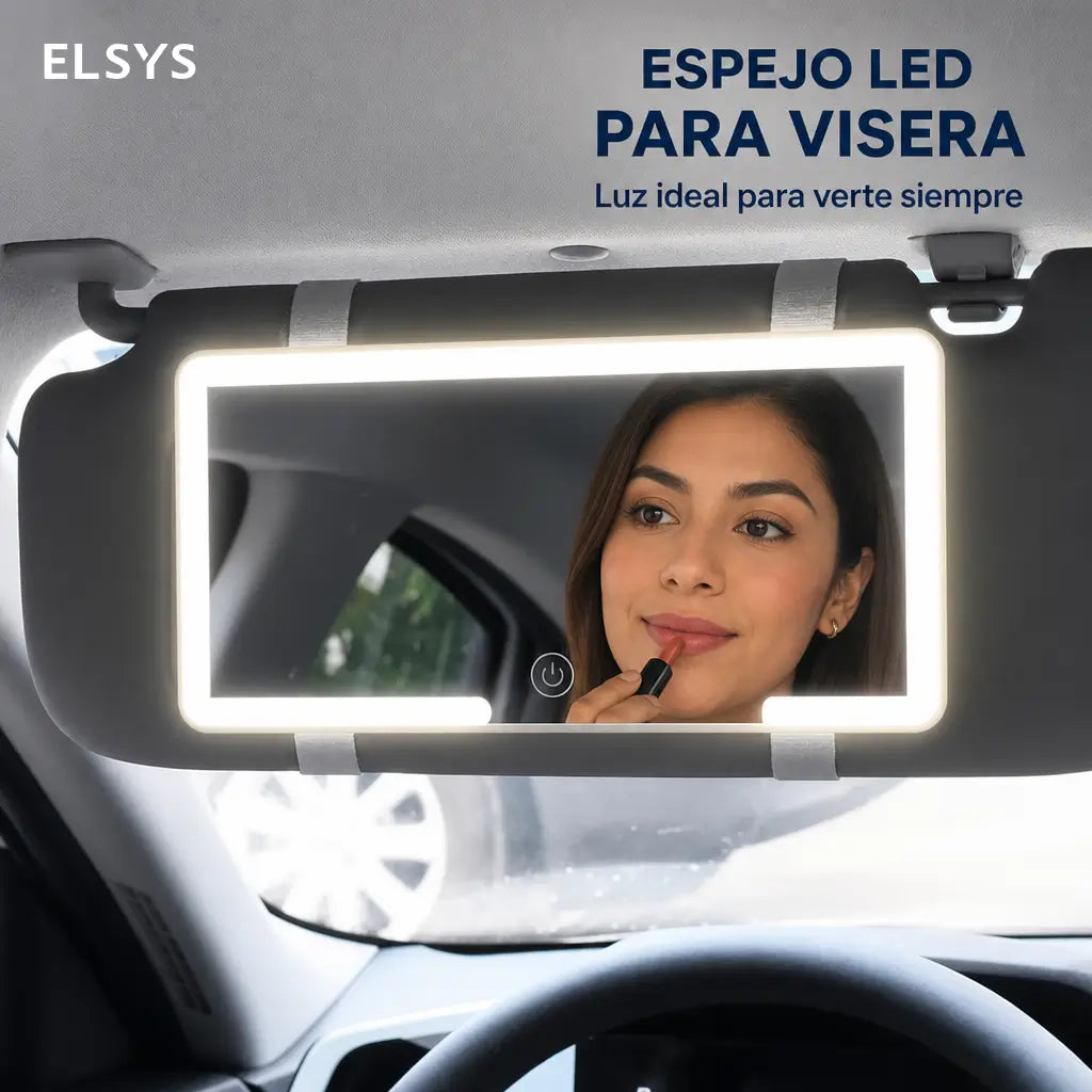 Espejo LED para visera de auto con control táctil y brillo ajustable para maquillarte con claridad en cada viaje sin estorbar tu vista