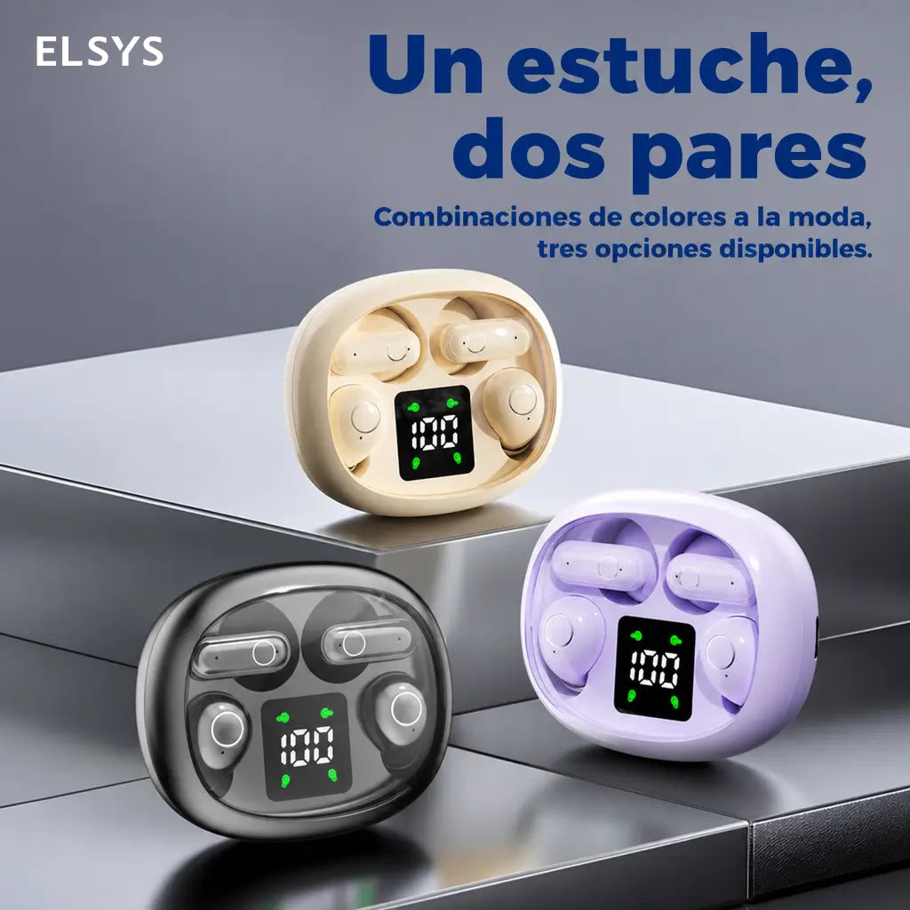 Audífonos Bluetooth 5.4 invisibles con micrófono y estuche compacto para dormir, trabajar, hacer ejercicio con control táctil y resistencia IPX5