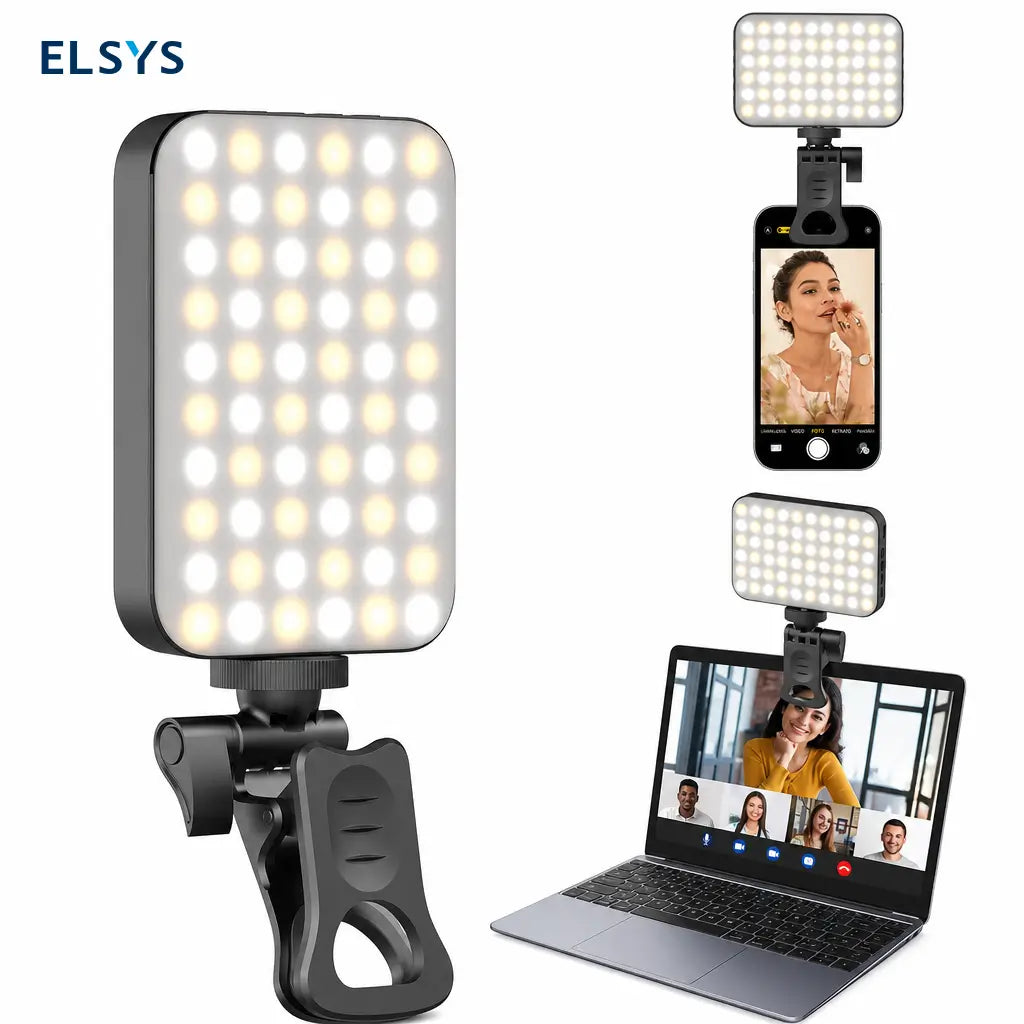 Luz LED recargable de clip con 3 tonos y 10 niveles para selfies, videollamadas, streaming y maquillaje en celular o laptop