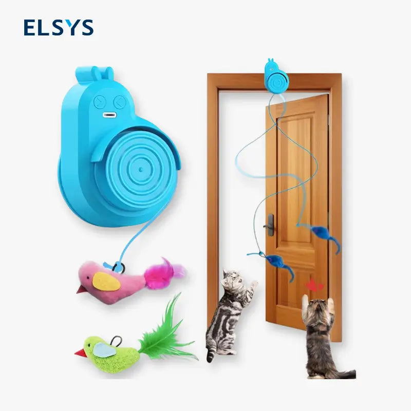 Juguete Interactivo para Gatos de Interior - Pájaro Eléctrico Volador con Plumas - Juguete Colgante Automático para Gatitos y Gatos Adultos