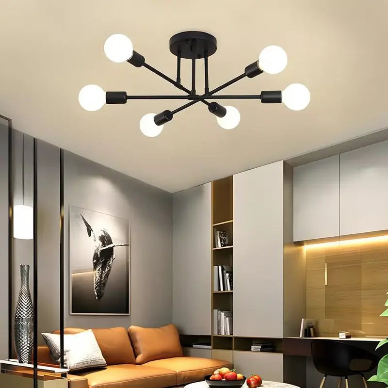 Lámpara de Techo de 6 Luces, Diseño Moderno e Industrial