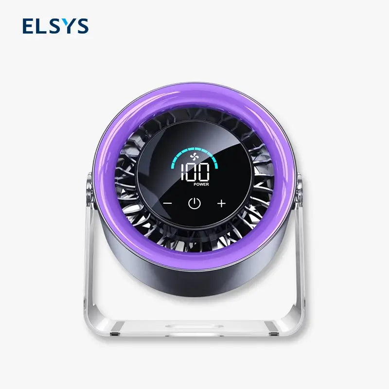 Ventilador de Escritorio Turbo Portátil para Oficina y Viajes con Pantalla Digital de 100 Velocidades Silencioso con Batería Recargable y Doble Modo de Ajuste