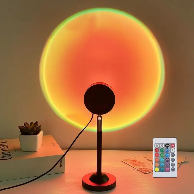 Lámpara Proyectora de Atardecer con Control Remoto RGB, Luz Ambiental Ajustable 180°, 4 Modos de Iluminación para Recámara, Sala de Juegos, Fotografía y Decoración de Interiores, Regalo de Navidad