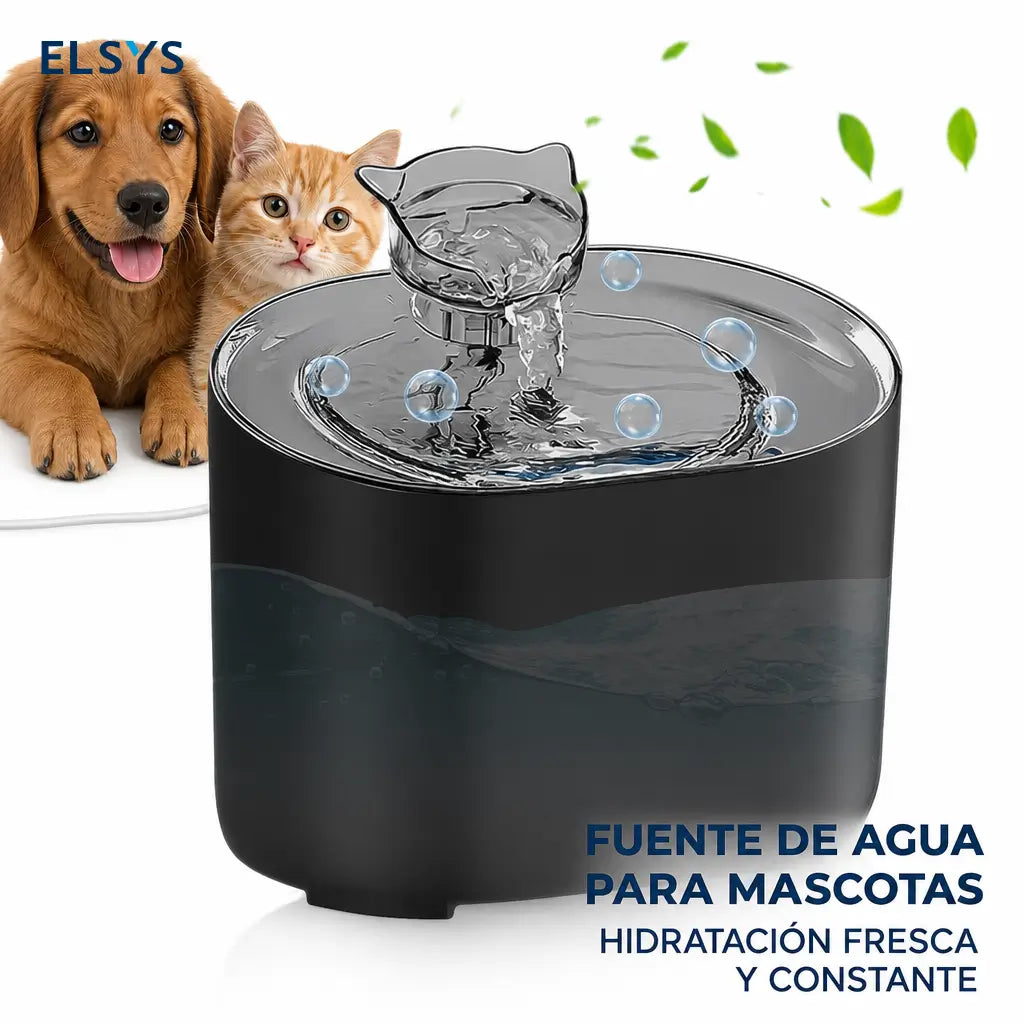 Bebedero automático para gatos y perros de 2.2 L con filtración de 4 capas, LED azul y funcionamiento ultrasilencioso diario