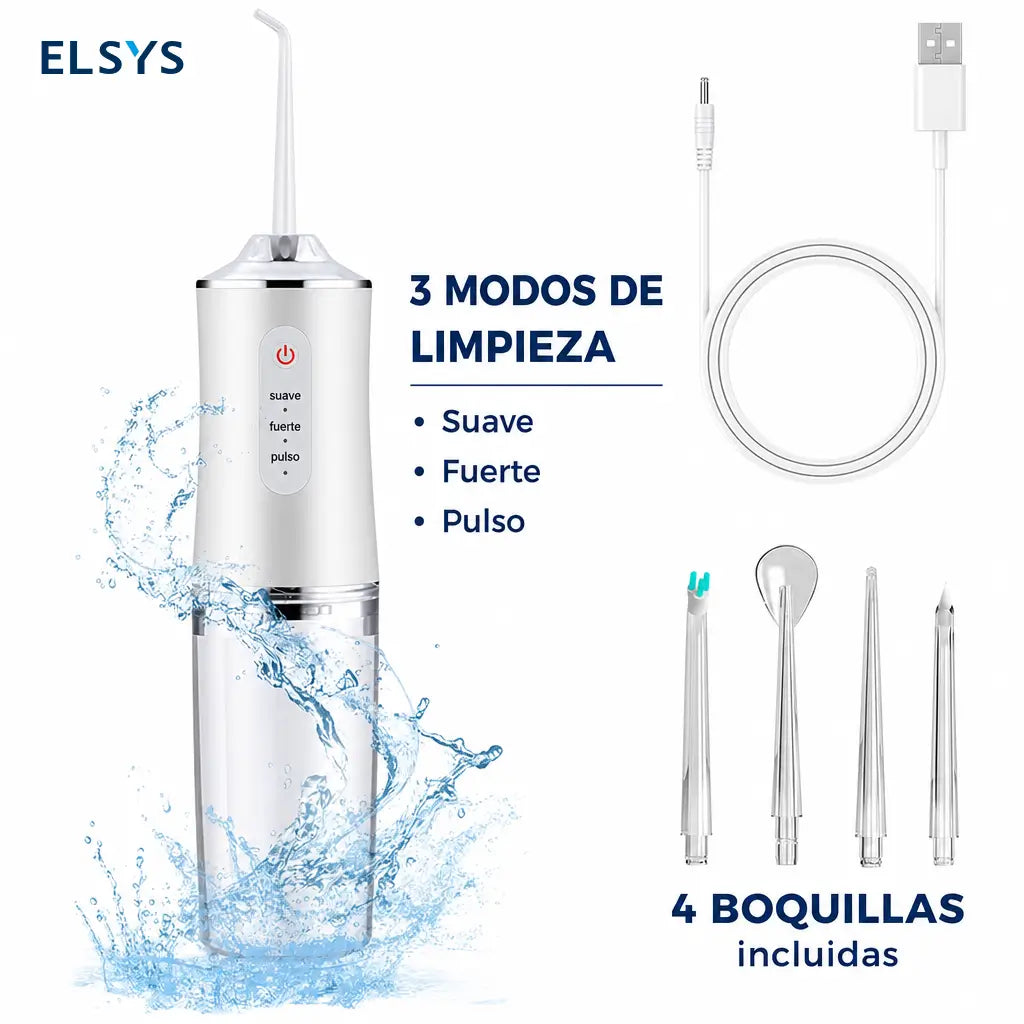 Irrigador bucal portátil recargable con tanque desmontable de 300 ml para limpieza dental diaria y cuidado de encías en adultos