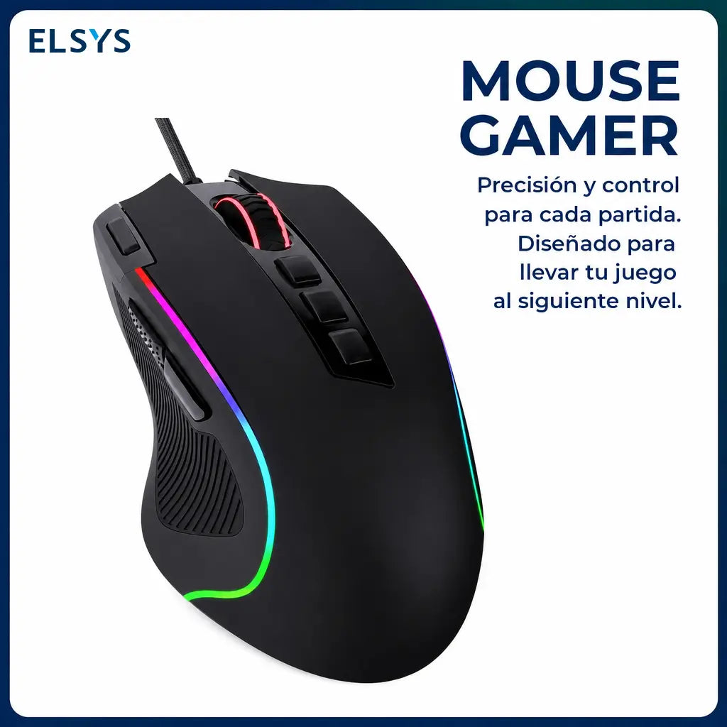 Mouse gamer alámbrico óptico de 8000 DPI con 11 botones programables y RGB para partidas precisas en computadora y trabajo diario