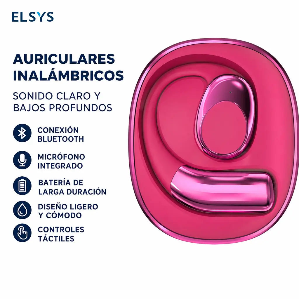 Audífonos Bluetooth 5.4 open ear con gancho, carga rápida y resistencia IPX5 para deporte, llamadas y trayectos diarios sin cables