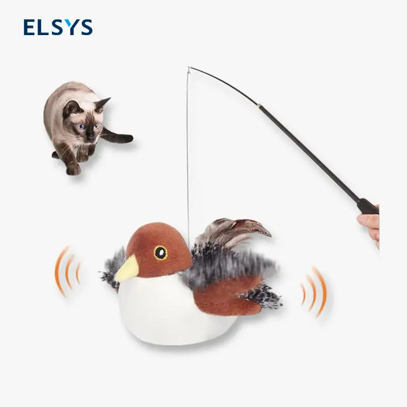 Juguete para Gato de Pájaro con Movimiento, Sonido Realista de Gorjeo, Activado por Toque, Recargable y Colgante, Juguete Interactivo y Duradero para Ejercicio