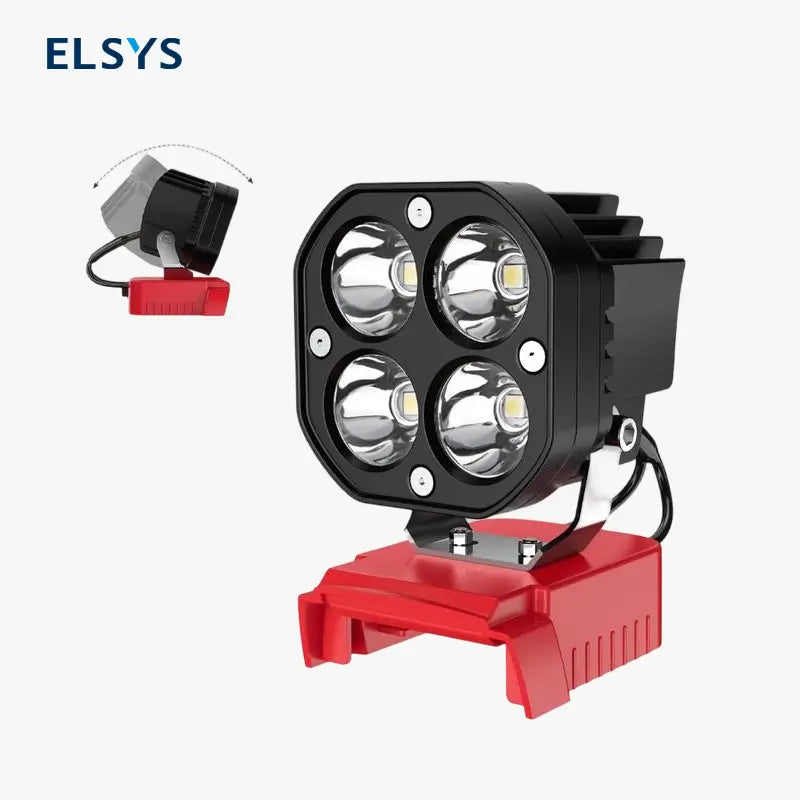 Lámpara de Trabajo LED Inalámbrica 18V – 40W 6000LM Compatible con Batería Milwaukee, Reflector Ajustable para Construcción, Taller Mecánico y Camping