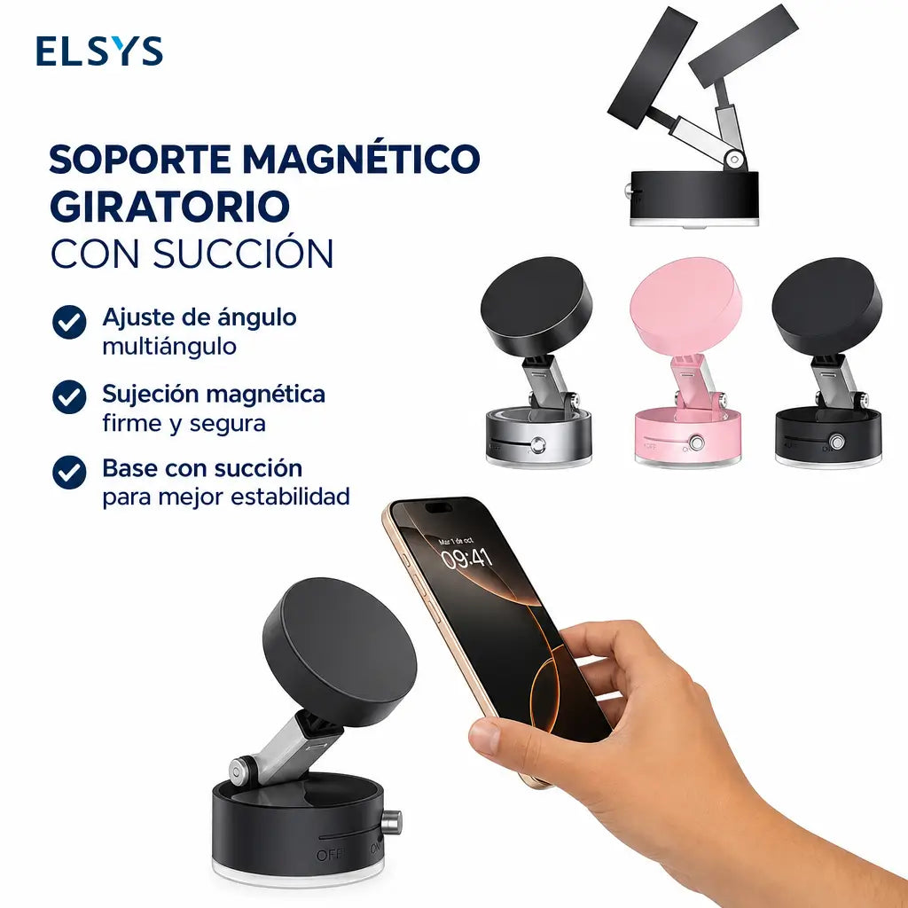 Base magnética de doble succión para celular, portátil y retráctil, ideal para tablero, parabrisas, escritorio y videollamadas en viajes con ajuste 360°