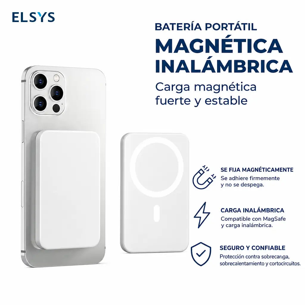 Batería magnética 5000mAh compatible con MagSafe para iPhone 12 a 16, cargador inalámbrico compacto para viajes, oficina y uso diario cotidiano