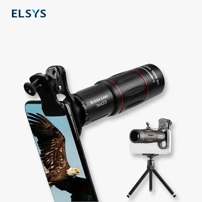 Lente Telescópico Profesional para Celular, Zoom Óptico HD 28X-36X con Adaptador Universal. Ideal para Conciertos, Estadios y Paisajes.