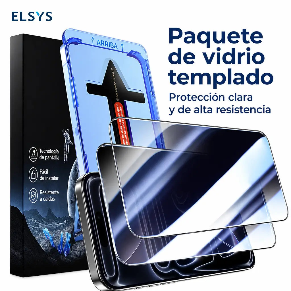 Protector de pantalla 2 piezas de vidrio templado, resistente a rayones y huellas, con instalación fácil para iPhone, Samsung y Google compatibles