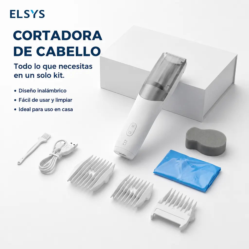 Cortadora de cabello para bebé con succión silenciosa, cuchillas cerámicas y peines ajustables para cortes seguros en casa prácticos