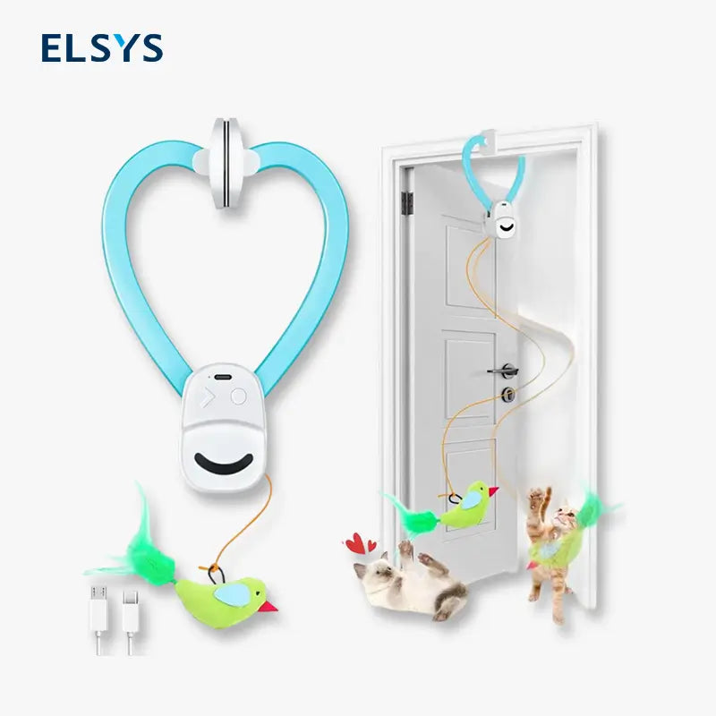Juguete Interactivo para Gatos de Interior - Juguete de Estimulación y Enriquecimiento para Gatitos y Gatos Adultos con Varita de Pluma de Pájaro Volador Eléctrica