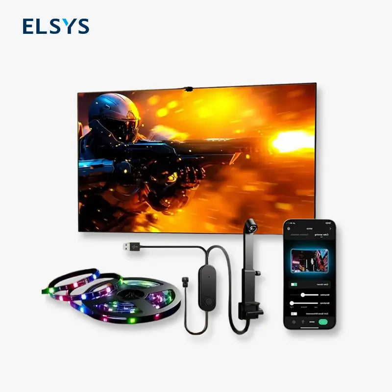 Tira de Luces LED para Smart TV de 55-65 Pulgadas, Retroiluminación LED RGB con Sincronización de Música USB, Múltiples Modos de Escena, Ideal para Gaming y Entretenimiento