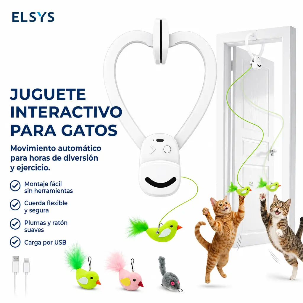 Juguete interactivo para gatos de interior con ave voladora automática USB-C para ejercicio, caza y diversión sin manos en gatitos y adultos
