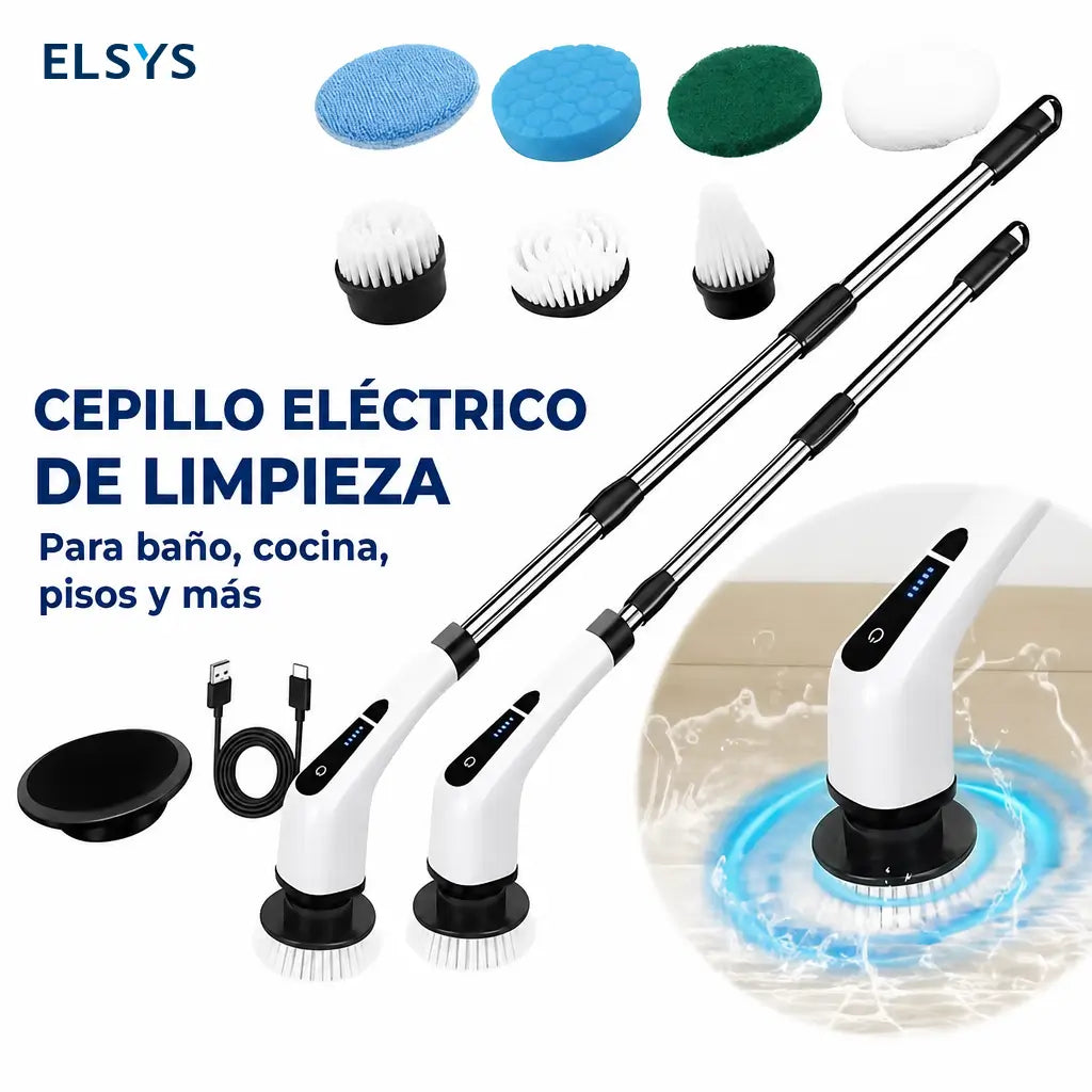 Cepillo eléctrico giratorio 7 en 1 inalámbrico con doble velocidad para limpiar baños, pisos, tinas, tapetes y techos en casa fácilmente