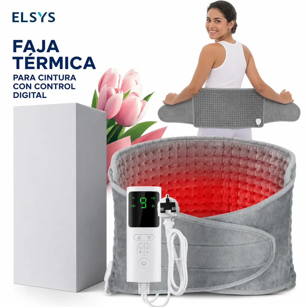 Cinturón térmico eléctrico para cintura con 4 temporizadores y protección contra sobrecalentamiento, ideal para abdomen, espalda, piernas y hombros