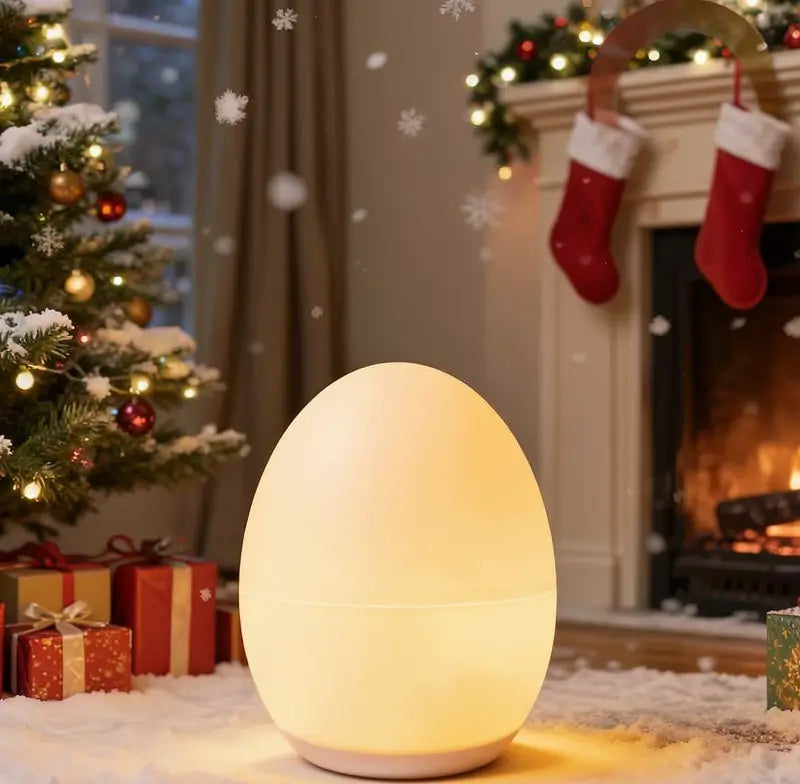 Lámpara de Noche para Niños, Luz de Huevo para Cuarto de Bebé con 7 Colores RGB, Atenuación Continua y Control Táctil Recargable