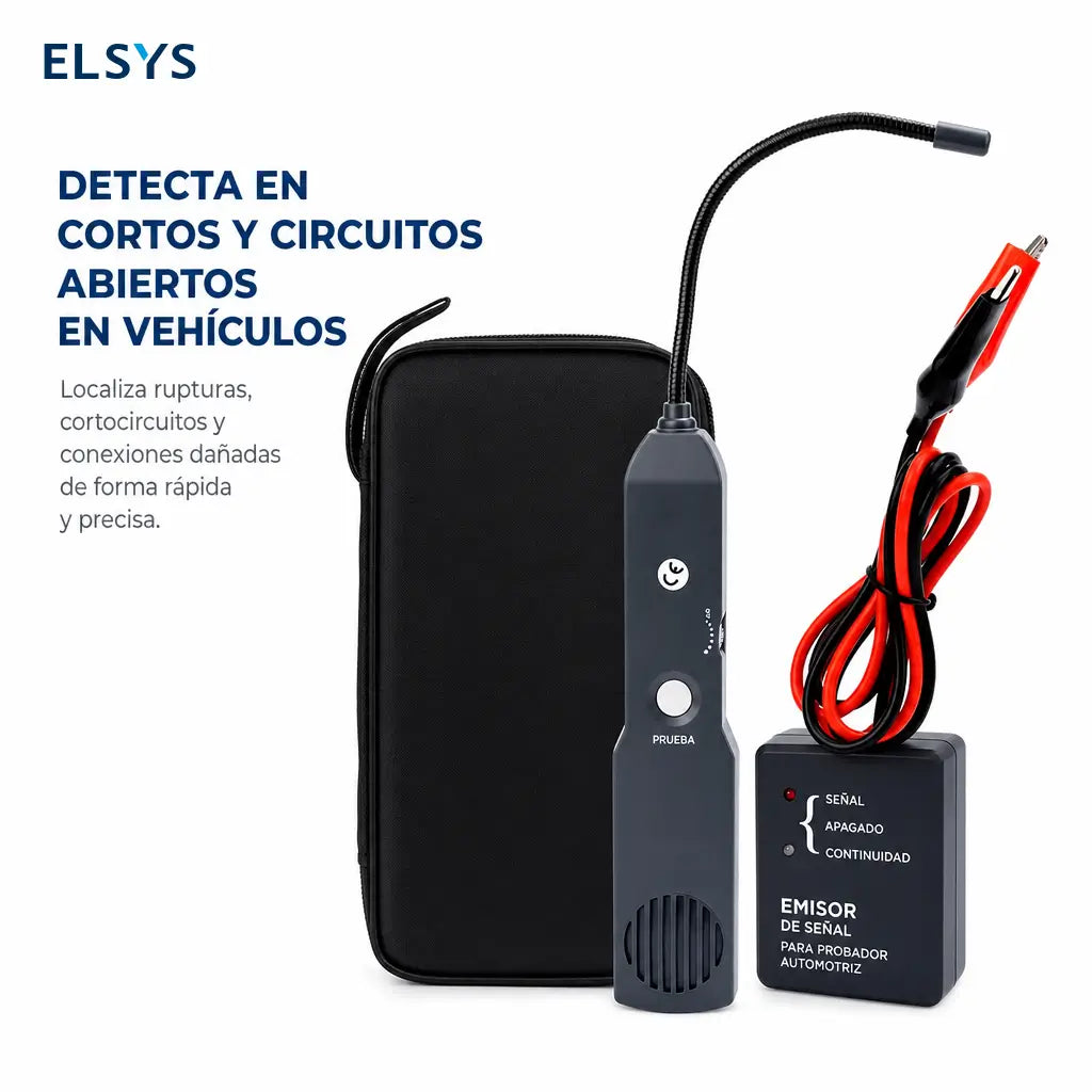 Probador de circuitos automotrices DC <42V con detector de cortos y cables abiertos para diagnóstico rápido y reparación eléctrica de autos